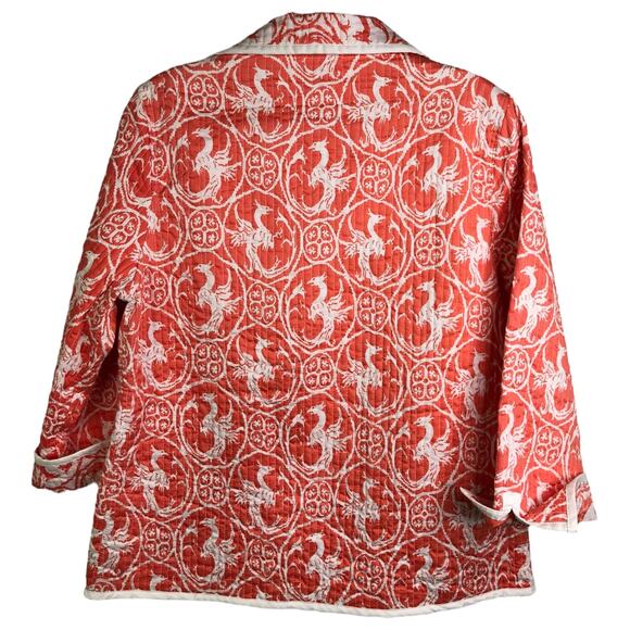 Patty Kim Jacket Womens Size Medium Orange/White Quilted Reversible Blazer - Picture 7 of 9